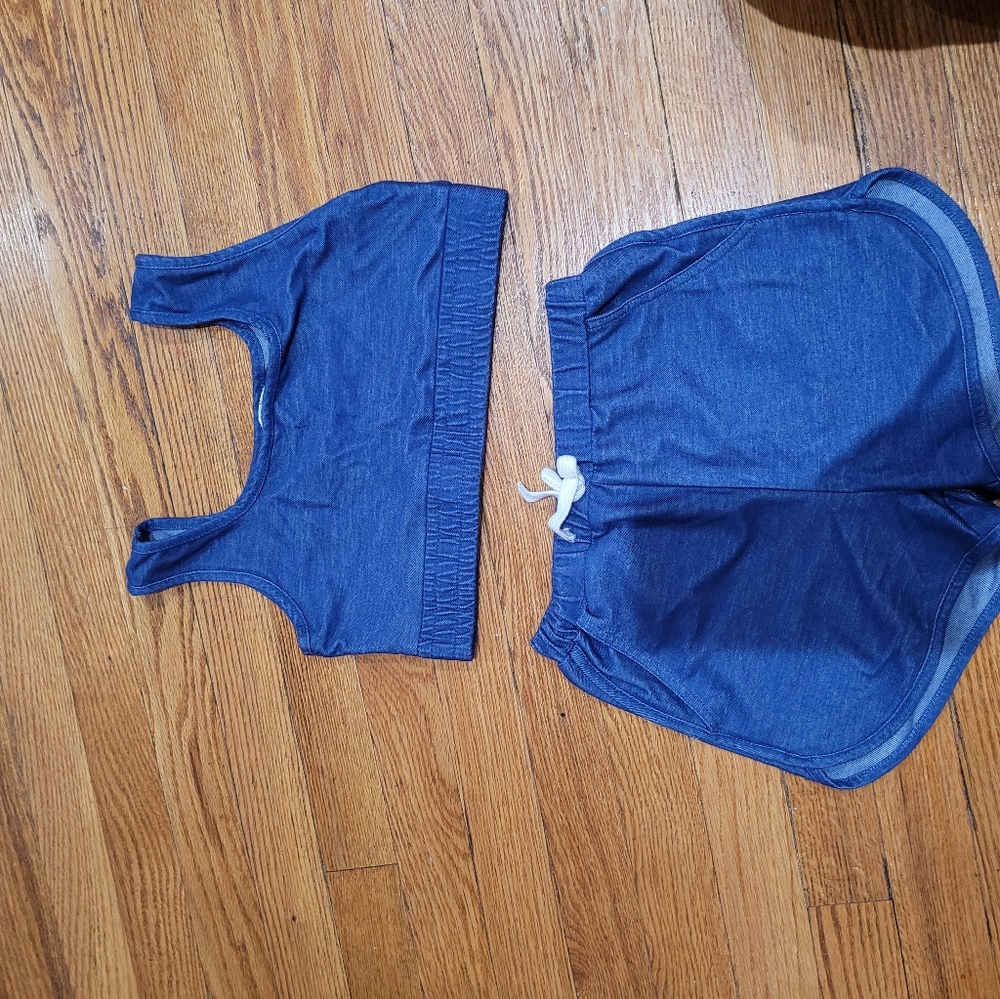 Jean top and short set